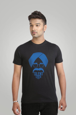 Campus Sutra Printed Men Round Neck Black T-Shirt