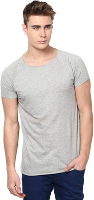 Unisopent Designs Solid Men' Round Neck Grey T-Shirt