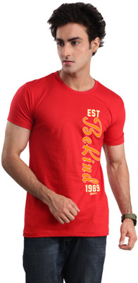 Inkovy Graphic Print Men' Round Neck Red T-Shirt
