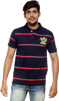 Sports 52 Wear Striped Men's Polo Neck Dark Blue T-Shirt, Navy