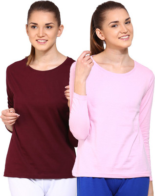 Ap'pulse Solid Women's Round Neck Brown, Pink T-Shirt(Pack of 2), _mron_lpnk
Ap'pulse Solid Women's Round Neck Brown, Pink T-Shirt(Pack of 2), _mron_lpnk