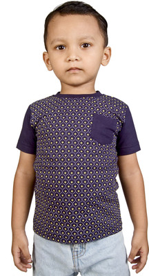 Retaaz Boys Graphic Print T Shirt(Dark Blue, Pack of 1, Deep blue