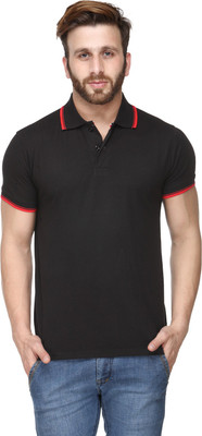 Scott International Solid Men' Polo Neck Black T-Shirt