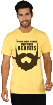 SayItLoud Graphic Print Men's Round Neck Yellow T-Shirt