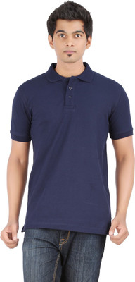 Ap'pulse Solid Men's Polo Neck Dark Blue T-Shirt, Navy