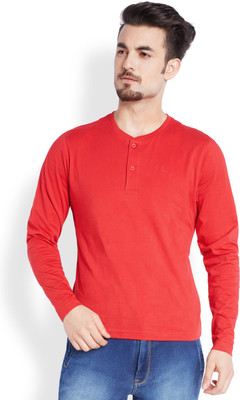 Parx Solid Men's Henley Red T-Shirt