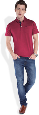 Park Avenue Solid Men's Polo Neck Red T-Shirt