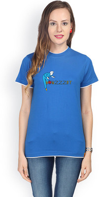 Campus Sutra Printed Women's Round Neck Blue T-Shirt