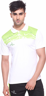 Sport Sun Self Design Men's Polo Neck White T-Shirt, Lemon;white