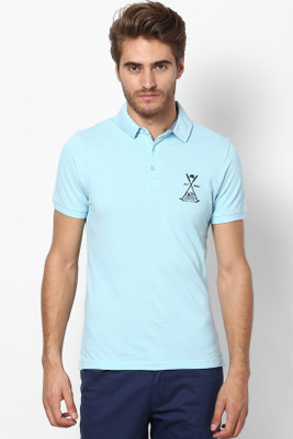 Srota Solid Men's Polo Neck Light Blue T-Shirt