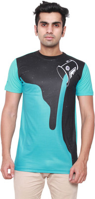DDI Printed Men's Round Neck Blue T-Shirt