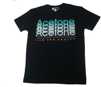 Acetone Solid Men's Round Neck Black T-Shirt