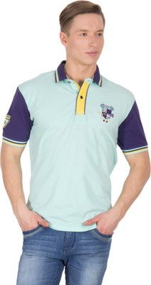 Wilkins & Tuscany Solid Men's Polo Neck Blue T-Shirt, Blue light