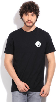 Nautica Printed Men' Black T-Shirt, True black