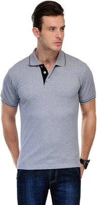 Scott International Solid Men' Polo Neck Grey T-Shirt, Grey milange