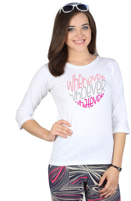 SayItLoud Printed Women' Round Neck White T-Shirt