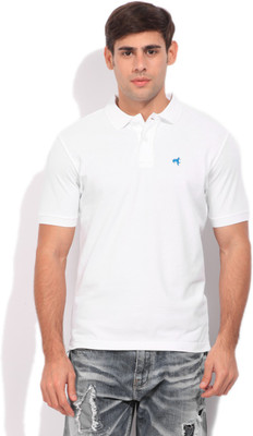 Wrangler Solid Men' Polo Neck White T-Shirt