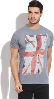 Pepe Jeans Printed Men's Round Neck Grey T-Shirt