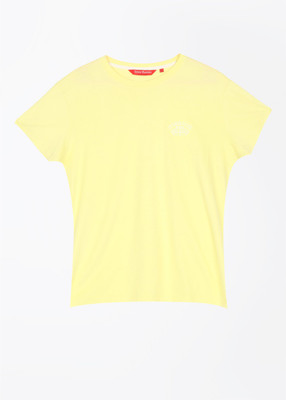 John Players Solid Men's Round Neck Yellow T-Shirt, 1a4