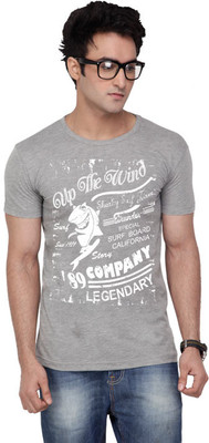 Inkovy Graphic Print Men' Round Neck Grey T-Shirt
