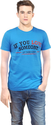 Gallop Printed Men's Round Neck Blue T-Shirt