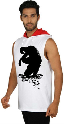 SayItLoud Printed Men's Hooded White T-Shirt