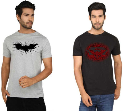 SayItLoud Printed Men's Round Neck Black T-Shirt(Pack of 2