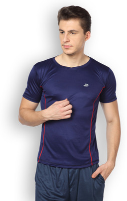 DIFFERENCE OF OPINION Solid Men's Round Neck Dark Blue T-Shirt