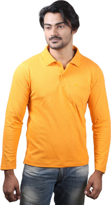Spur Solid Men's Polo Neck Yellow T-Shirt
