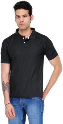 Scott International Solid Men's Polo Neck Black T-Shirt