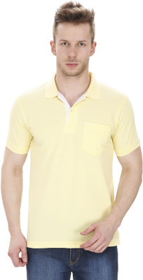 Sparky Solid Men's Polo Neck Yellow T-Shirt