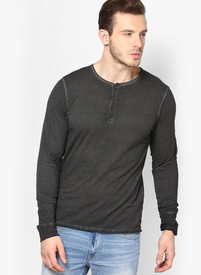 Jack & Jones Solid Men's Round Neck Black T-Shirt