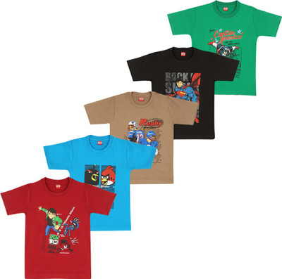 Kidz Krish Boys Self Design Cotton T Shirt(Multicolor, Pack of 5, Maroon & blue & brown & black & green
Kidz Krish Boys Self Design Cotton T Shirt(Multicolor, Pack of 5, Maroon & blue & brown & black & green