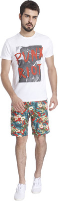 Jack & Jones Printed Men' Round Neck White T-Shirt