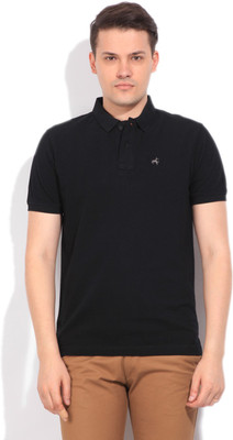 Wrangler Solid Men' Polo Neck Black T-Shirt