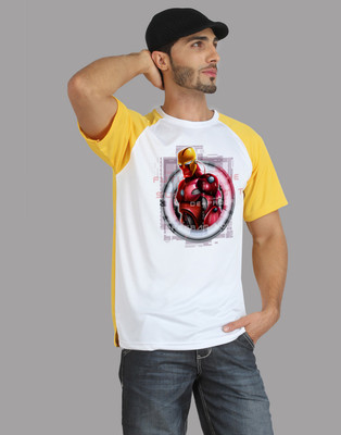 Trionic Printed Men's Round Neck Yellow, White T-Shirt, Canary yellow