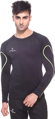 Sport Sun Solid Men' Round Neck Black T-Shirt