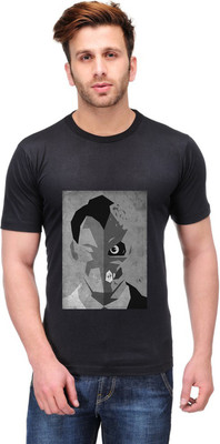 Trendster Printed Men' Round Neck Black T-Shirt