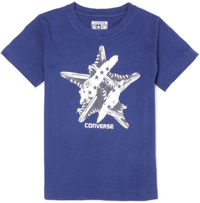 Converse Boys Printed T Shirt(Blue, Pack of 1, Navy-178