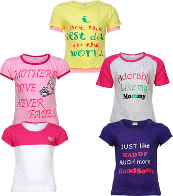 Gkidz Girls Casual Cotton Top(Multicolor, Pack of 5