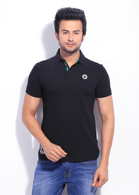 ADIDAS Solid Men's Polo Neck Black T-Shirt, M64990l