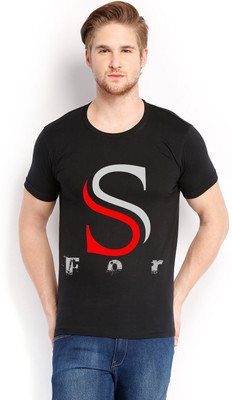 Trendster Printed Men's Round Neck Black T-Shirt
