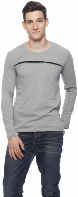 Gritstones Solid Men's Round Neck Black T-Shirt