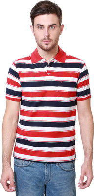 Peter England Striped Men's Polo Neck Multicolor T-Shirt, Multi