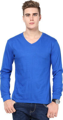 Inkovy Solid Men' V-neck Blue T-Shirt, Royal blue