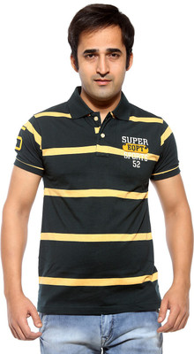 Sports 52 Wear Striped Men's Polo Neck Green T-Shirt