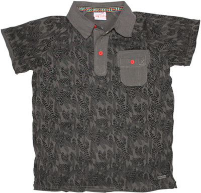 FS Mini Klub Boys Printed T Shirt(Grey, Pack of 1, Charcoal
