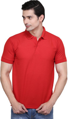 Ilbies Solid Men's Polo Neck Red T-Shirt