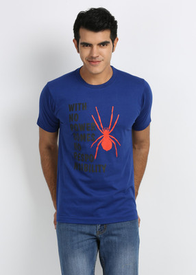 Merlin Printed Men's Round Neck Dark Blue T-Shirt, Royal blue