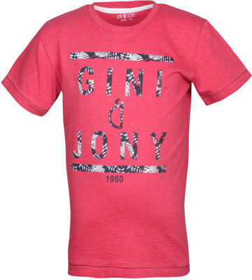 Gini & Jony Boys Solid T Shirt(Red, Pack of 1, Lollipop(c455)